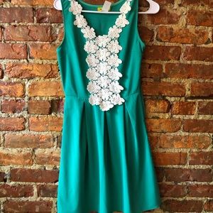 Green floral party dress